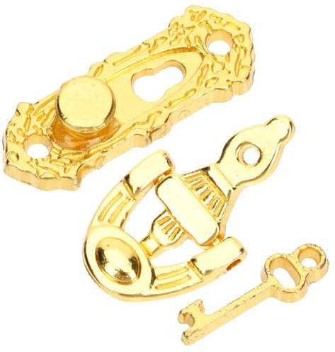 Kisangel Tiny House Door Accessories Mini Dollhouse Door Lock and Key Antique Style Knocker Letter Box Premium Metal Material for Realistic Mini House Decoration