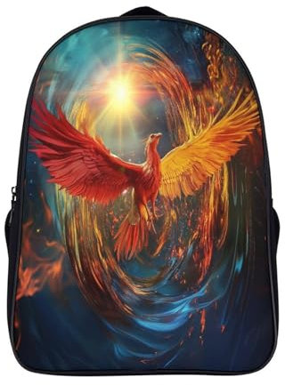 Phönix Flying to The North Star Schulrucksack Feuer und Wasser Druck Schulranzen Kinder 8-16 Jahre Schultasche Jugendliche Rucksack School Bags 16 inch