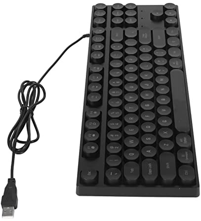 Plyisty Mechanissche Tastatur, 87 Tasten, Regenbogen-Schwarzlicht, Kabelgebunden-Gaming-Tastatur, Ergonomische Design, MIT Klappbarer Fußstotze, für (Black)