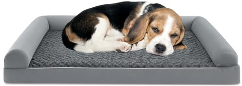 GOPLUS Orthopädisches Hundebett Große Hunde, hopädisches Hundesofa mit seitlichem Rand, Memory Schaum, abnehmbarem und waschbarem Bezug, Haustiersofa für große und mittelgroße Hunde (XL)