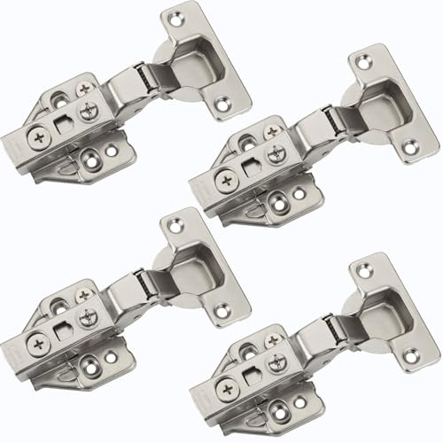 SOTECH 4 Stück SOFT-CLOSE Topfbänder 105° Mittelanschlag T48 | mit Schnellmontage-KLIP Topfscharniere inkl. Montageplatten mit Exzenterverstellung Topfband mit 3D Verstellung