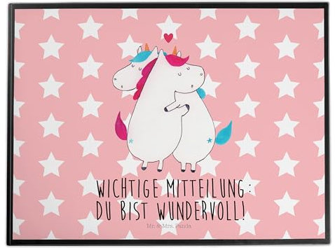 Mr. & Mrs. Panda Schreibtischunterlage Einhorn Mitteilung - Geschenk, Schreibtischauflage, Valentinstag, Büroartikel, Valentine, Bürobedarf, Spruch,