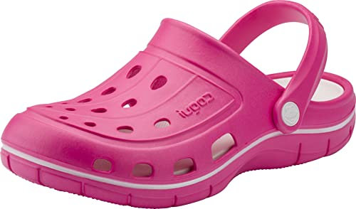 Coqui Damen Clogs Gartenschuhe Sandale Strand-Sandale Freizeitsandalen 6352 Jumper (Light Fuchsia White, Numeric_39)