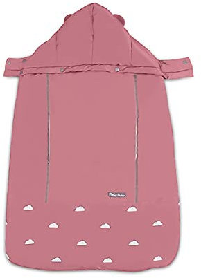 SONARIN Universal All Seasons Regenschutz für Babytrage, Wintermantel warm, Fußsack, Winddicht, Wasserdicht, Abnehmbarer Hut(Rosa)
