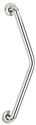 WENKO Wandhaltegriff Secura 37 x 37 cm Chrom - Bad-Sicherheitsgriff für Badewanne oder WC mit 135°-Winkel, Aluminium, 68 x 8.2 x 17 cm, Chrom