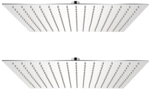 vidaXL 2x Kopfbrause Edelstahl Eckig 40x40cm Duschkopf Regendusche Brausekopf