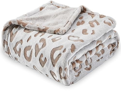SOCHOW Uragiri Plaid Couverture Polaire, Couverture en Peluche Légère Super Douce Confortable Couverture de Lit, Léopard Brun 127 x 150 cm