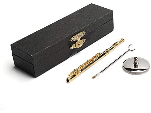 Miniature Flute Cuivre Mini Instrument De Musique Simulé ModèLe Jouet Pour 1: 6 DéCoration De Maison De PoupéE(Or)