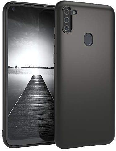 EAZY CASE Handyhülle Silikon mit Kameraschutz kompatibel mit Samsung Galaxy M11 in Schwarz Matt, Ultra dünn, Slimcover, Silikonhülle, Hülle, Softcase, Backcover