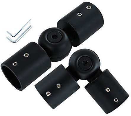 Gardinenstangenverbinder für Fenster-Ecken, verstellbar, für Erkerfenster, 1,9 cm, Schwarz, 2 Stück