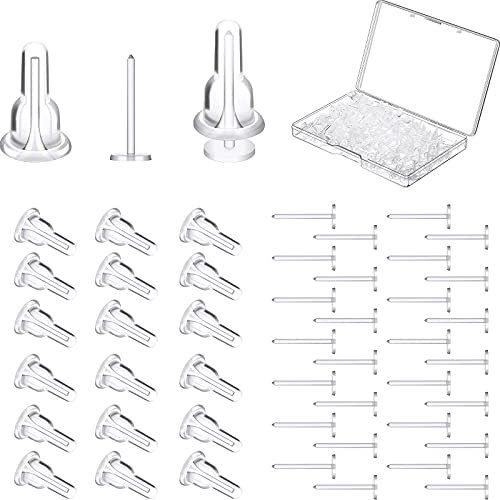 200 Stücke Klar Kunststoff Ohrring Stift und Rücken Stopper Silikon Unsichtbar Ohrringe Pin Stud Gummi Transparent Ohrloch Halter Ersatz Knorpel Piercing Stopper Ohrnuss für Männer Frauen