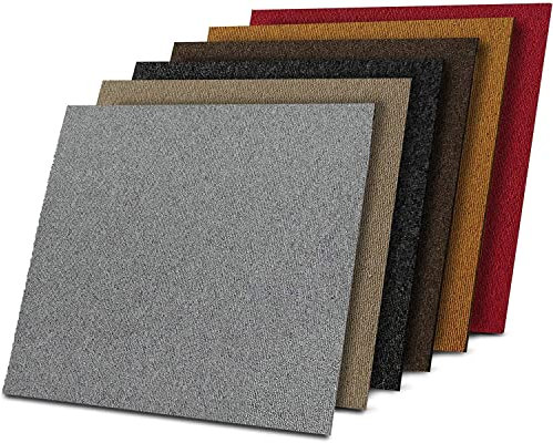 KARAT Dalles de moquette Lyonn - Autocollantes - 50 x 50 cm - Antistatique - Vinyle antidérapant (Rouge)