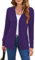 Cardigan a maniche lunghe leggero da donna, casual, morbido, aperto sul davanti, lavorato a maglia, Viola, S