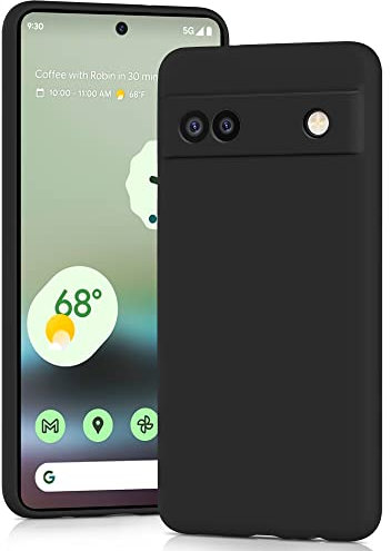 YATWIN für Google Pixel 6A Hülle, Premium Silikon Handyhülle mit Kameraschutz, Seidig-Weicher Berühren Ultra Dünne Stoßfeste Kratzfeste Schutzhülle, Schwarz