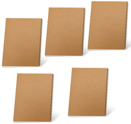 JAPCHET 5 Packungen A3 Spiral-Skizzenbuch, A3 Zeichenblock, Querformat, Spiralbindung, Skizzenbuch zum Malen, Skizzieren, 30 Blatt/60 Seiten