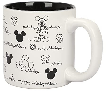 Disney Mickey Mouse Line Art & Hidden Mickey All Over Print - Tazza in ceramica da 453,6 ml
