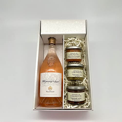Geschenkpackung Whispering Angel Rosé +3 Tapenades (3x100g)
