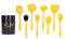 HERCHR Lot De 9 Ustensiles De Cuisine en Silicone, Ustensiles De Cuisine Jaunes Résistants à la Chaleur Spatule Cuillère Brosse Outils De Cuisine pour Ustensiles De Cuisine Antiadhésifs
