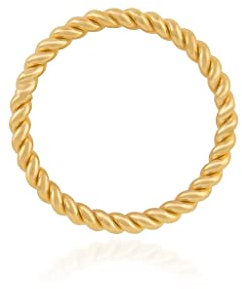 Mary & Jules Damen Ring Gold Twisted aus echtem 925 Sterling Silber, vergoldet, schlichter, feiner Fingerring, aus recyceltem Silber, Größe 50