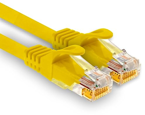 1aTTack.de - 1 X 15m Cat7 Netzwerkkabel, Cat.7 Ethernet, Lan & Cat 7 Patchkabel für maximale Internet Geschwindigkeit & verbindet alle Geräte mit RJ 45 Stecker Gelb