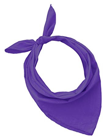 BANDANA 100% cotone SET da 3/5/10 per Donna Uomo Bambini Unisex Tinta Unica e/o con Motivo Paisley COD. A644 (Set 10 pz, Tinta Unica, Viola)