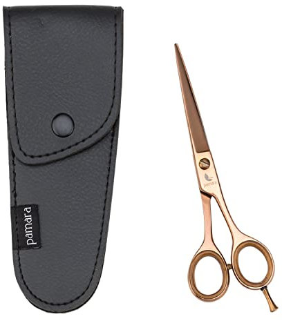Pamara Haarschere, Friseurschere Profi, Scharfe Haarschneideschere, Haarschere Set mit Etui, Frisur Scheren für Pony, Spitzen, Bart, Profi Schere zum Haare Schneiden für Damen, Herren & Kinder