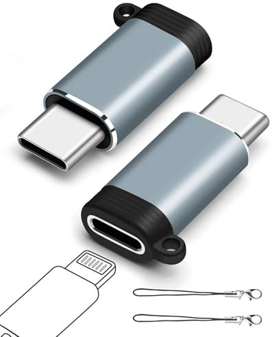Adaptador Lightning Hembra a USB-C Macho (2-Pack), Adaptador USB C Lightning, Adaptador de transferencia de datos para iPhone Serie 16 y 15, MacBook Pro/Air, iPad, no funciona con Audio/OTG-Gris