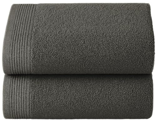 NOVOTEXTIL Toallas Baño Grandes 100x150 cm – Juego 2 Toallas de Ducha 100% Algodón 480g/m2 Alta Absorción – Suaves y Gruesas – Set para Ducha y Baño (Negro)