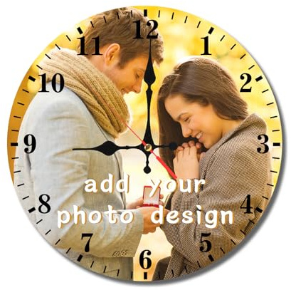 YK artwood Custom Clock Customized Wall Clocks Personalized Your Photo Text Name Silent (10 12 inch), PVC, Dial Plate Optional (12 * 12in)