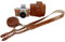 SundayZaZa Schützender PU-lederner Kamera-Kasten-Beutel für Olympus Pen Lite E-PL8 EPL8 mit 14-42mm EZ F3.5-5.6 Objektiv mit Bügel-Gurt und Speicherkarten-Kasten Brown