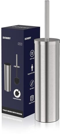 Dote Staninless Steell Escobilla de baño y soporte, pack de 1, acabado cepillado