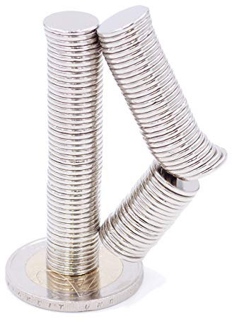 Brudazon | 50 Mini Scheiben-Magnete 10x1mm | N52 stärkste Stufe - Neodym-Magnete ultrastark | Power-Magnet für Modellbau, Foto, Whiteboard, Pinnwand, Kühlschrank, Basteln | Magnetscheibe extra stark