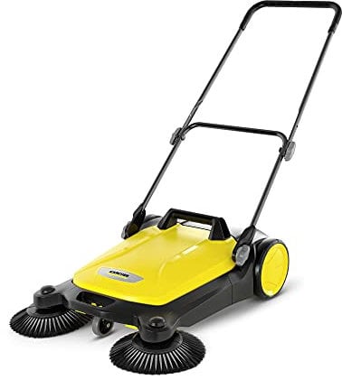 Kärcher Kehrmaschine S 4 Twin (Max. Flächenleistung: 2400m²/h, 2 Seitenbesen, Kehrbehälter: 20 l, Arbeitsbreite: 680 mm, platzsparende Verstauung, höhenverstellbarer Schubbügel), Faltbar