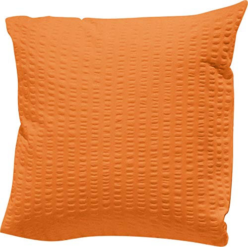 Erwin Müller Kissenbezug, Kuschelkissenbezug, Kissenhülle Seersucker Uni Serie Rosenheim Terra Größe 40x40 cm - pflegeleicht, bügelfrei, mit Reißverschluss