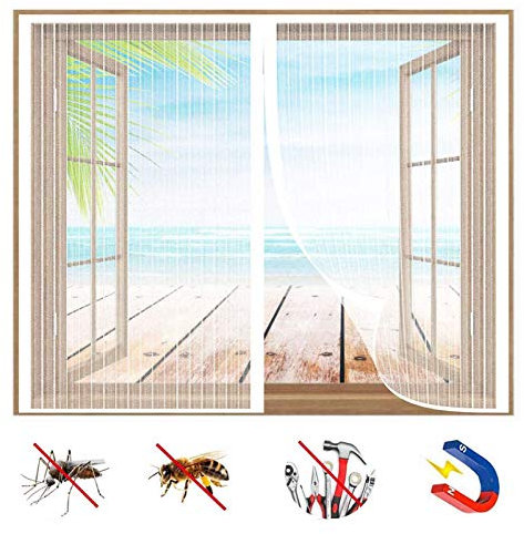 Moustiquaire Fenêtre Magnétique, Rideau de Fenêtre pour Prévenir Moustiques et Insectes, Fermeture Automatique Adsorption Magnétique, pour FenêTres ou Porte-White-a|| 31x31inch(80x80cm)