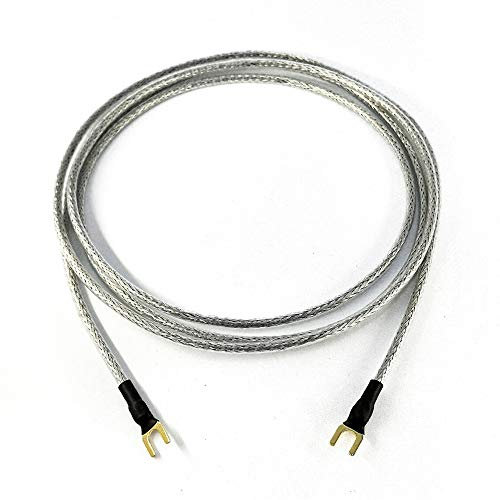 Selected Cable Cavo di messa a terra, 8 m, per giradischi, dispositivi fonogici e mixer con attacco di massa/GND, con forcella dorata, 1 linea di massa da 0,50 mm², trasparente, schermo intrecciato,