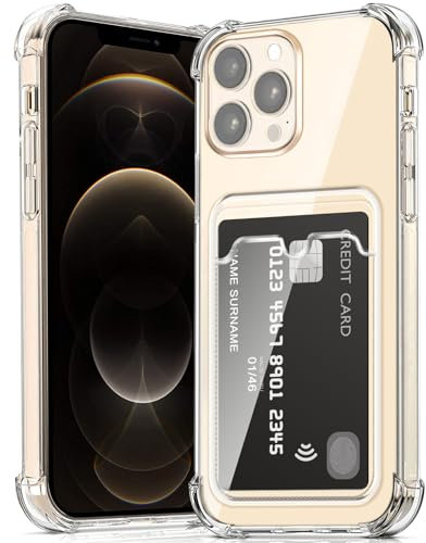 ÁRBOLORO Hülle für iPhone 12 Pro Max mit Kartenfäch Transparent Silikon TPU Handyhülle Ultra Dünn Weiche Stoßfest Flexibel Handy Tasche Bumper Case für iPhone 12 Pro Max