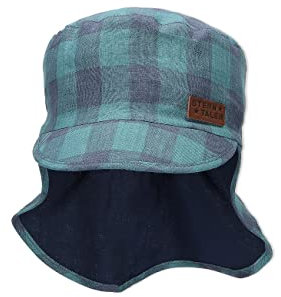 Sterntaler Jungen Schirmmütze mit Nackenschutz Karoblue Sonnenhut, blau, 53