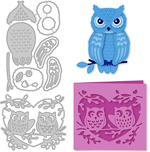GLOBLELAND 2 Stück Eule Stanzschablonen Metall Schneiden Schablonen Eule Stanzformen für Kartenherstellung und DIY Scrapbooking Papier Sammelalbum Dekor