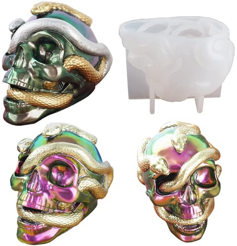 3D Snake Skull Silicone Mold for Resin, Epoxy, Wax, Concrete, Cake, Chocolate Casting