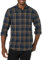 Amazon Essentials Men's Slim-Fit Long-Sleeved Button-Down Plaid Flannel Shirt, Brown Dark Navy Plaid, M