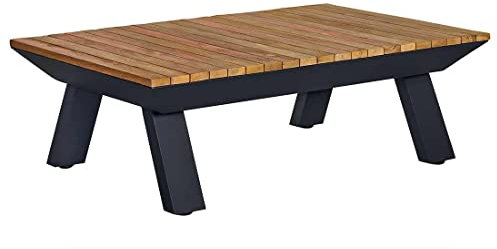OUTLIV. Oktava Beistelltisch, Loungetisch 120x80x40cm mit Gestell aus beschichtetem Aluminium und Tischplatte aus recyceltem Teakholz – die perfekte Ergänzung für Ihren Außenbereich