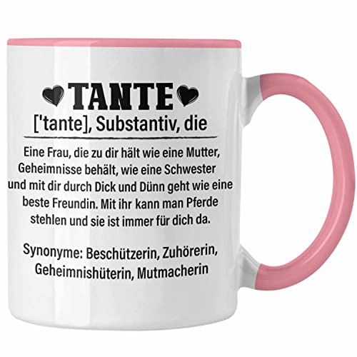 Trendation - Beste Tante Geschenk Tasse Lustig Spruch Beste Tante der Welt Geschenkidee von Nichte (Rosa)