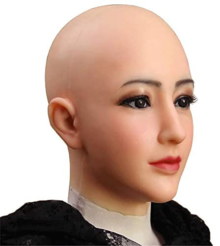 Yuewen Maschera per la testa in silicone morbido transgender per Crossdresser Travestito Halloween Cosplay da maschio a femmina (Piegare)