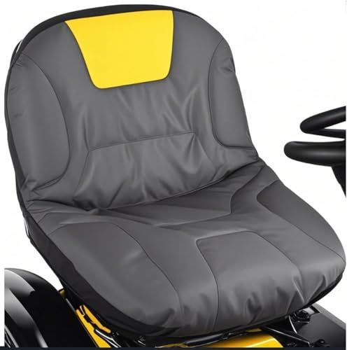Funda de Asiento para cortacésped Compatible con Craftsman, John Deere, Cub Cadet, Kubota, Cubierta Universal para cortacésped (Gris y Amarillo)