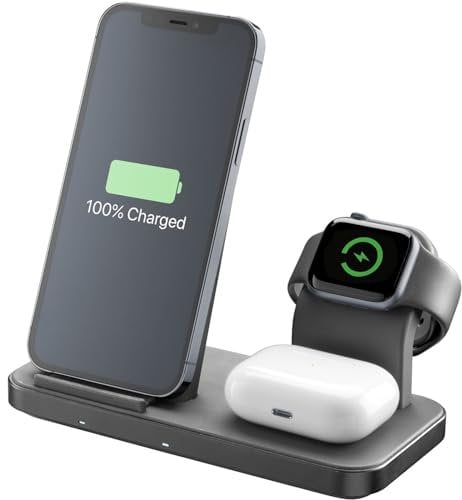 Cellularline | Netzwerk-Ladegerät | Kabelloser 3in1-Ladeständer für Apple-Geräte - für iPhone mit 7,5 W Output - Wireless Laden für AirPods