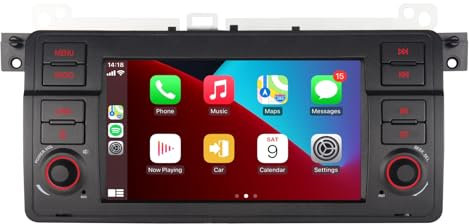 LXKLSZ Autoradio für BMW E46 3er Serie 1999-2004 Kompatibel mit drahtlos Carplay/Android Auto mit IPS Touchscreen/Bluetooth/Mirror Link/FM/AM/USB