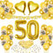 HLEIUKT Goldene Hochzeit Dekoration, 50. Hochzeitstag Luftballons, Konfetti, Folienballons, 50. Hochzeitstag Girlanden, Goldene Hochzeit Tischdeko, Luftballons Gold Deko für Deko Goldene Hochzeit