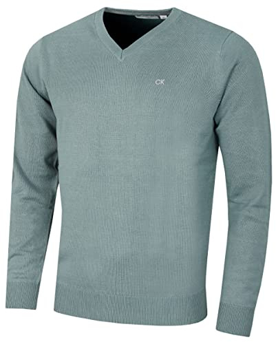 Calvin Klein Mens 2026 V-Neck Soft Cotton Easy Care Golf Sweater