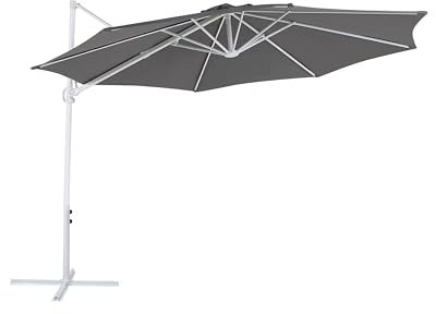 Beliani Trendy Sonnenschirm ⌀ 295 cm grau/weiß Polyester Savona II